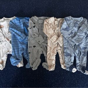 Newborn Boy Footie Pajamas – Carter’s (5 Total)